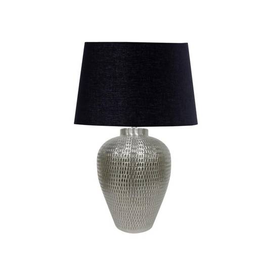 Antique Silver Table Lamp with Black Shade